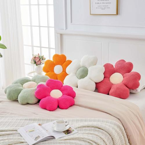 Flower Throw Pillow, Cute Flower Shaped Pillow Decorative Throw Pillow for Bed Couch, Soft Daisy Pillows Floor Seating Cushion Cushions