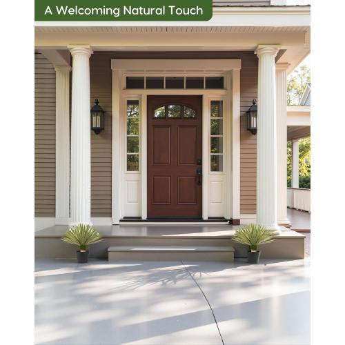 Velener Artificial Agave Plant in Black Pot with Real Stone Pebbles, Large Fake Plants with Fake Green Moss, Faux Yucca with Long Sword-Shaped Leaves for Indoor/Outdoor-15 Inches, 180 Leaves