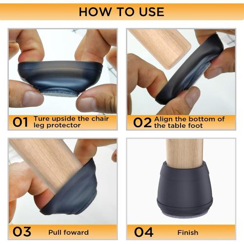 Extra Large Chair Leg Floor Protectors, (Fit: 1.84-2.36 Black).