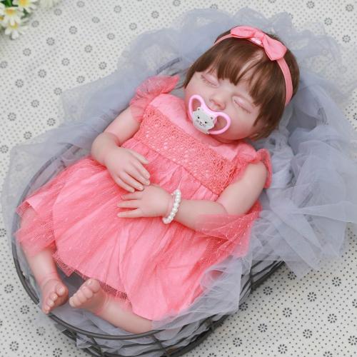 Lifelike Reborn Baby Dolls Girls Reborn Doll Eyes Closed Soft Body Realistic Newborn Baby Doll Real Life Baby Dolls Gift Box Toys 20 Inch Look Like a Real Baby