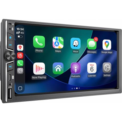7 Double Din Car Stereo with Wireless Apple CarPlay & Android Auto, Built-in DSP Exclusive, 240W Hi-Power Audio, Bluetooth 5.3 Handsfree, FM Radio, Steering Wheel Control, Auto Backup Camera
