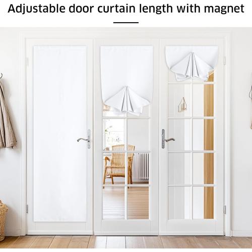 NICETOWN Pure White Door Curtain for Window, Thermal Insulated Adjustable Magnetic Blinds for Window Covering, Roman Roll Up Shade for Patio Glass Door, 1 Panel, 36 x 72 inches Long