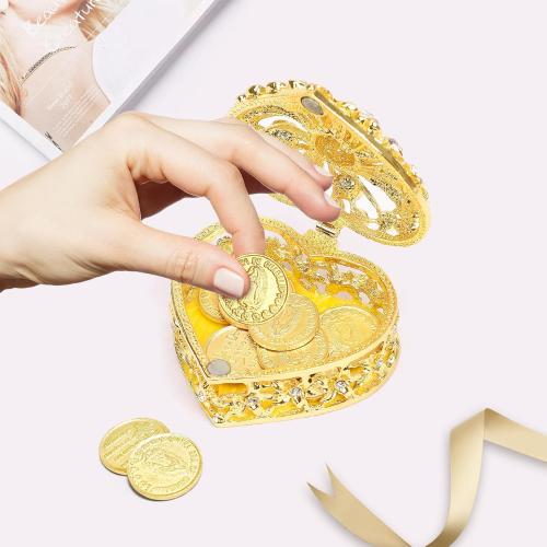 Wedding Arras Coins Set - Gold Heart Shaped Box with 13 Virgen of Guadalupe Coins, Arras De Boda Cristiana, Wedding Accessories for Ceremony