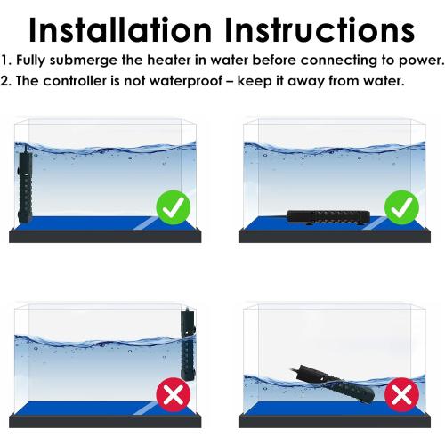 300W Aquarium Heater, Adjustable Fish Tank Heater, with Digital Display, Overheat Protection & Dry Run Protection, for 40-75 Gallon Water