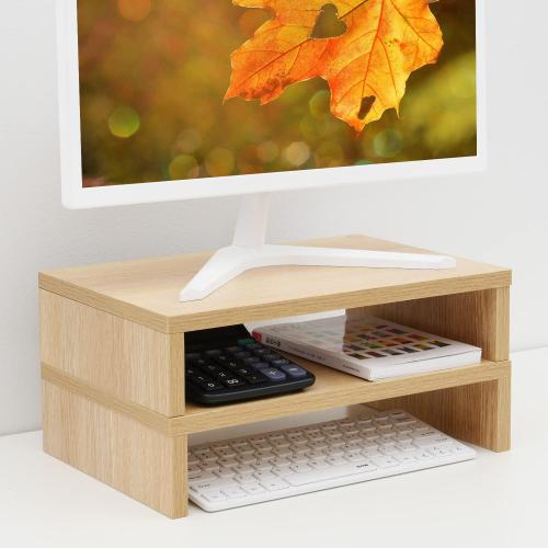 TEAMIX Wood Monitor Stand Riser-2 Packs, Maple