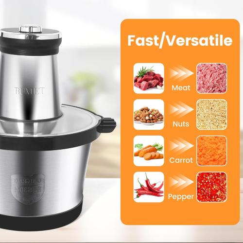 16 cup steel bowl 850W Electric Food Processor,LED timer. 3-Tiered 6 Cutting Edges blade for mincing, chopping,Ideal as meat grinder,fresh vegetables chopper,pet food process in kitchen.