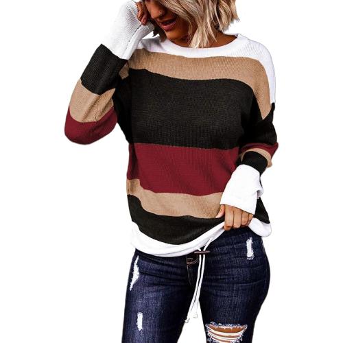 XL Round Neck Striped Womens Fashion Clothes Cute Color Block Pullover Fall Sweaters for Women 2025 Women Clothing