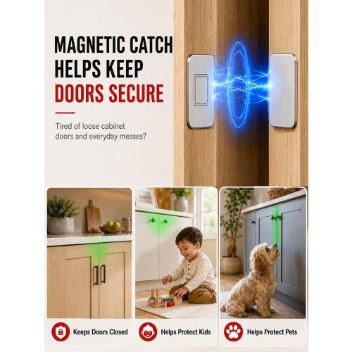 8 Pack Magnetic Cabinet Door Catch, Ultra Thin Cabinet Door Magnets with Strong Adhesive, Magnetic Cabinet Latch for Kitchen Cabinets, Bathroom Vanities, Closets, Cupboards and Drawers‼️incomplete‼️