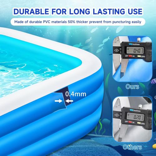 Nattork Inflatable Swimming Pool for Kids and Adults- 118 x 68 x 22 Family Full-Sized Blow Up Pools for kids -Thickened Durable Above Ground Swimming Pool Backyard Lawn, Indoor Outdoor Summer Party