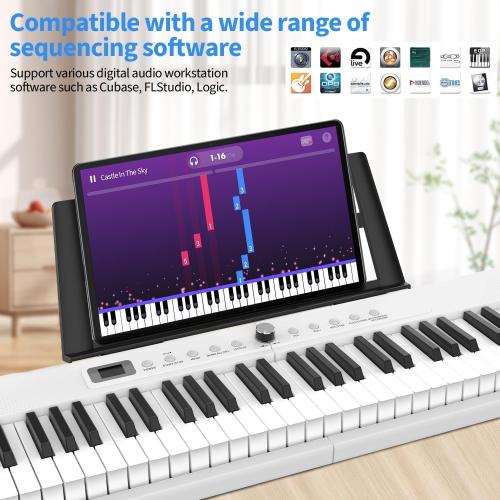 88 Key Digital Piano, Semi Weighted Electronic Keyboard Piano with Music Stand, Power Supply, Sustain Pedal, Bluetooth, Carrying Case, Headphones, USB-MIDI Compatibility, for Beginner Professional
