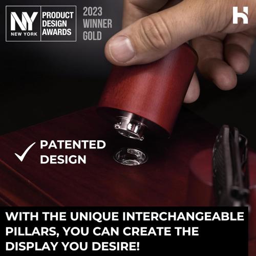 Watch & Pocket Knife Display Case – Switch Up Your Display with the Modular Pillars – Comes with Vegan Leather Padding andThe Combo Deck Pro – Christmas Gift for Men