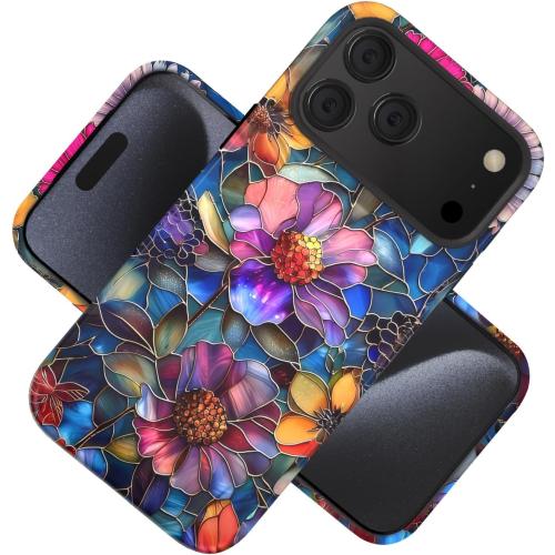 Compatible with iPhone 17 Pro Case 6.3”, Cute Floral Flower Patterns Shockproof Protective Aesthetic Phone Case with Stylish Designs for Women Girl, Vibrant Defined Blossoms