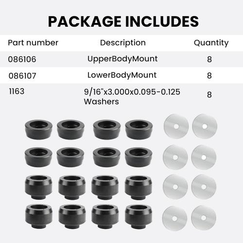 7-141 Body and Cab Mount Bushing Kit for 1999-2014 Chevy Silverado & Sierra 1500/2500 2WD/4WD Polyurethane Black 24PCS