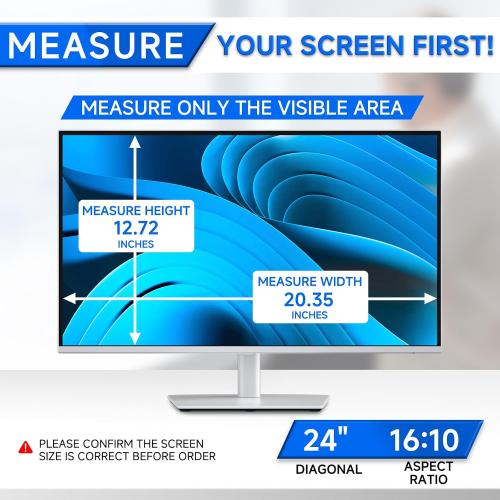 ZOEGAA Computer Privacy Screen Protector 24 Inch 16:10 Aspect Ratio. | 2 Install Ways; Anti Bule Light/Glare; Compatible With HP Dell Lenovo Samsung Thinkpad