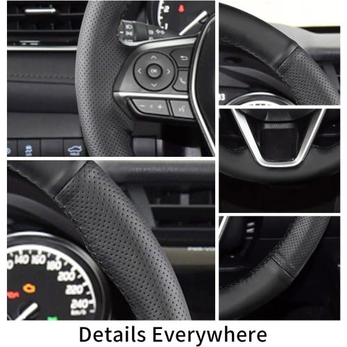 Hand Sewn Steering Wheel Cover,Fit for Toyota RAV4 SUV 2019-2024 / Avalon 2019-2022 / Camry 2018-2024 / Corolla 2020-2025,Non-Slip Breathable Microfiber Leather Steering Wheel Cover On Wrap