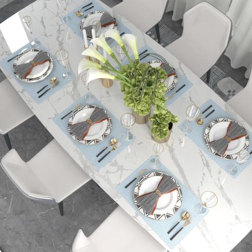 Set of 4 Soft Linen Decorative Placemats Heat Resistant Dining Table Place Mats Kitchen Table Mats 12 x 18 Light Blue