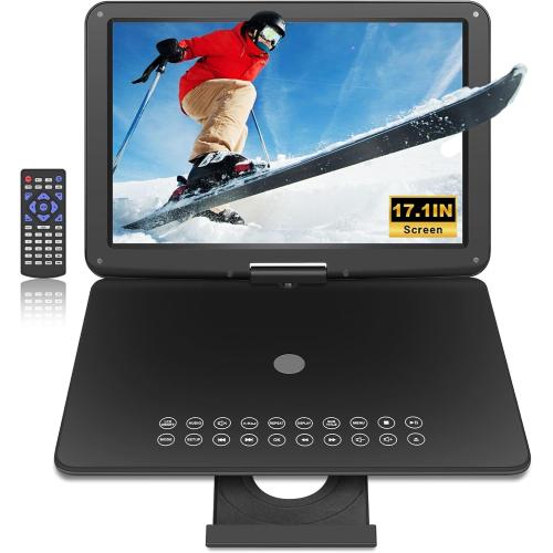19.6 Portable DVD Player with 17.6’’ Large HD Screen, 4-5Hrs Play, DVD Player Portable with Dual Speaker, Last Memory, Support SYNC TV/USB/SD Card, Play All Discs Format Except Blu-ray, Black