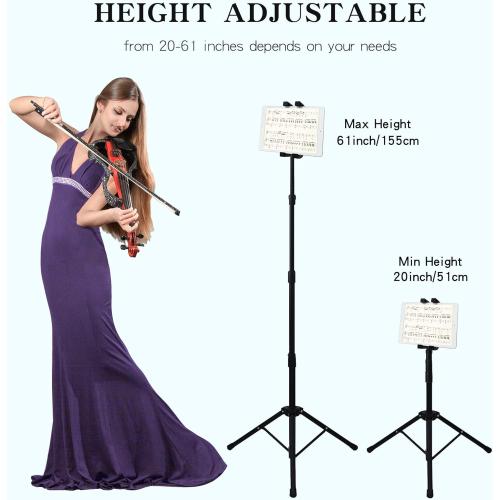 Raking Tablet Floor Stand, Height Adjustable Cellphone Floor Stand with 360°Rotating Tripod Mount, Compatible with iPhone iPad Mini/Air/Pro and All 5.5-12.9 Inch Devices