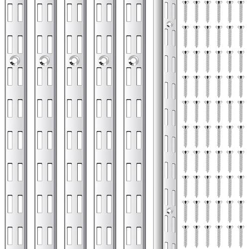 6 Pcs 36 Inch Dual Shelf Tracks Shelving System Shelf Rail Bracket Track Shelves Adjustable Wall Shelves Support for use with Kitchen Laundry Closet Organization Storage