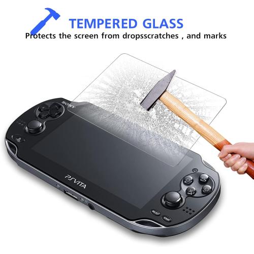 Xahpower PS Vita 1000 Screen Protector, 9H Tempered Glass Front Screen Protector and HD Clear PET Back Screen Protective Film for Sony PlayStation Vita 1000