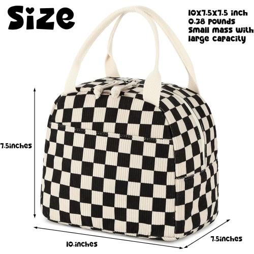 Bluboon Lunch Bag for Women Men Cute Corduroy Lunch Tote Bags Reusable Insulated Lunch Box Large Capacity Reusable Insulated Cooler for Work Picnic or Travel