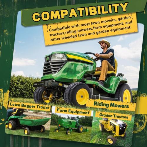 16x6.50-8 Tire and Wheel Assembly (2 Pack),Flat Free Lawn Mower Tires with Rim, Solid Rubber Riding Lawn Mower Tires and Wheels,3 Offset Hub,3/4 Bushings,16x6.5-8 Tractor Turf Tire(Yellow)