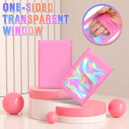 Smell Proof Bag, 100 PCS Mylar Bags, Holographic Bags with Sealing Strip, Resealable Bag (2.4x3.9 Inch)