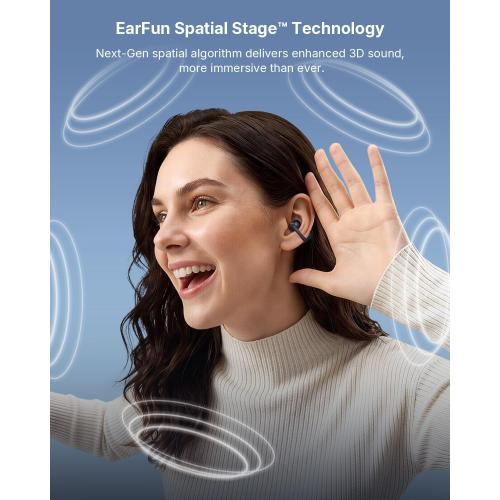 EarFun Clip 2 Open Ear Earbuds, Clip On Headphones, AI Translation Earbuds | LDAC, Hi-Res Audio, Bluetooth 6.0 for Running, Workout, 12mm Titanium Driver, 4 Mics AI Clear Call, Secure Fit, 40H Playtime
