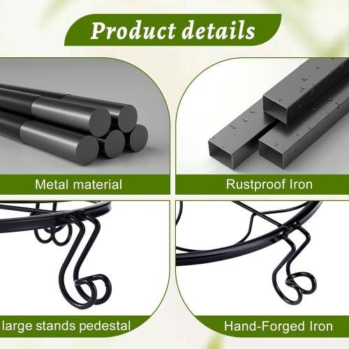 1/2/4 Pack 10/12 Inch Heavy Duty Iron Plant Stands - Rustproof Metal Flower Pot Holder for Indoor Outdoor Use, Round Wrought Iron Planter Stand for Corner Gardening, Patio, Balcony Decor- Black (12IN2PCS)