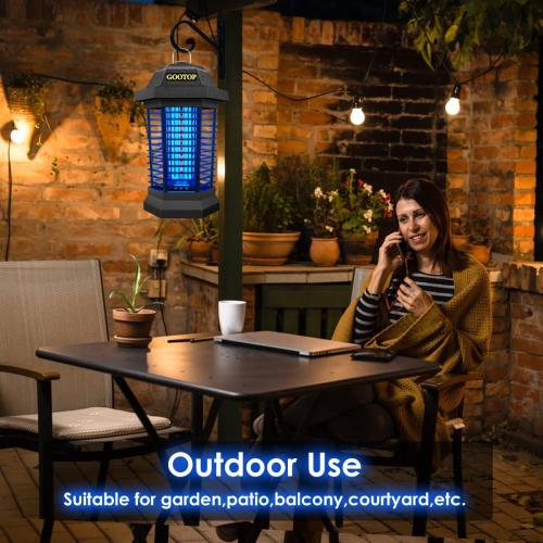 Black Zap T6 Pro GOOTOP Bug Zapper Outdoor, Mosquito Zapper, 3 Prong Plug in Electric Fly Zapper, Mosquito Killer, Fly Traps, Flying Insects Zapper Indoor Outdoor 90-130V, 4200V, ABS Plastic Outer (Black)