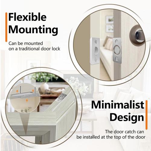 Tonitrui Upgraded Strong Magnetic Door Catch, Replacement for Traditional Door Ball Catch, Quite & Easy to Install, Use for Top of Door, Closet Door, 2 Pack, Silver