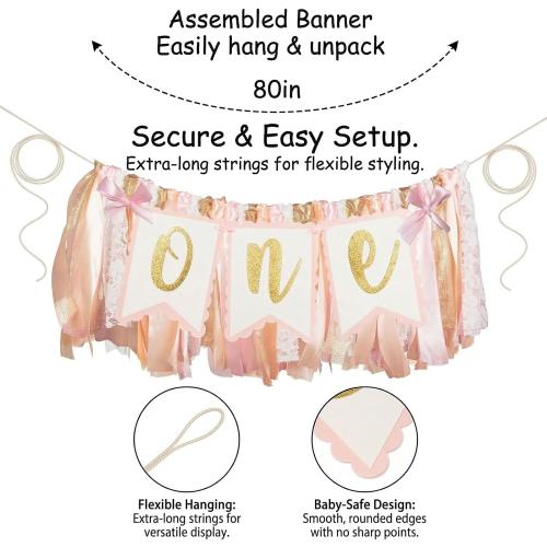 Pre - strung Pink Highchair Banner
