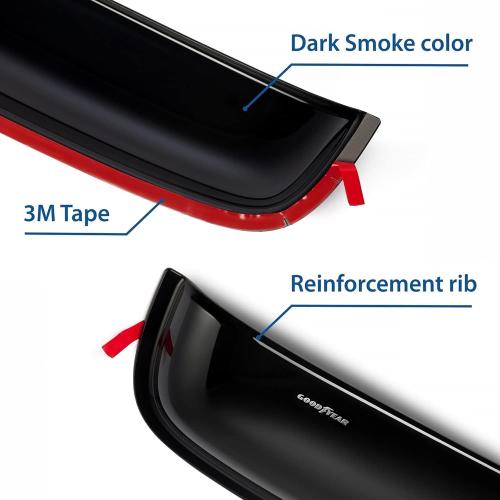 Goodyear Shatterproof Sunroof Wind Deflector 37.8, Tinted Sun and Moonroof Visor for Deflecting Noise, Rain, and Windy Weather, Car Accessories, Sun Shade Light Tint - GY004900