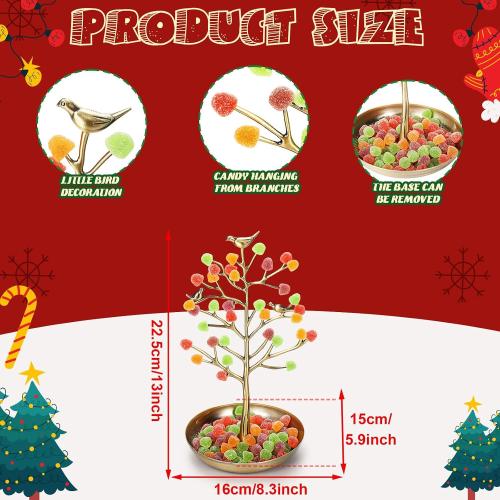 Soaoo Festive Gumdrop Tree Christmas Nostalgic Gum Drops Artificial Tree for Table Centerpiece Christmas Decorations for Tabletop Display Ornament Candy Themed Party Supplies Xmas (Antique Gold)