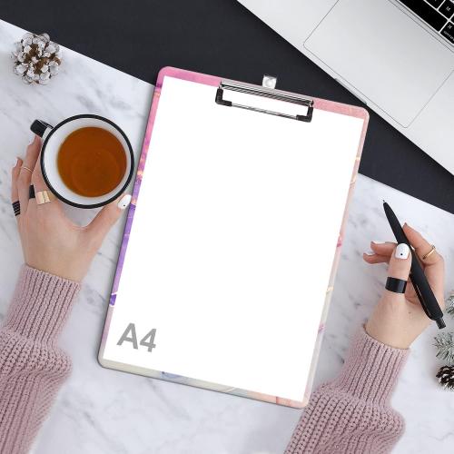 Fashion Clipboard, A4 Letter Size Wooden Decorative Clipboards for Teacher, Nurse, Doctor,Student and Kids, Cute Design for Standard Size 12.2 x 8.9 (C-Pink Purple Marble)