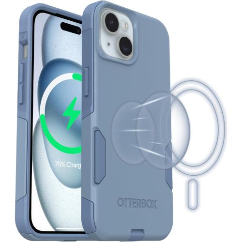 Size iPhone 16e,15,14,13 OtterBox iPhone 16e, iPhone 15, iPhone 14, and iPhone 13 Commuter Series Case - MagSafe Edition - Blue, Slim & Tough, Pocket-Friendly, with Port Protection - Crisp Denim