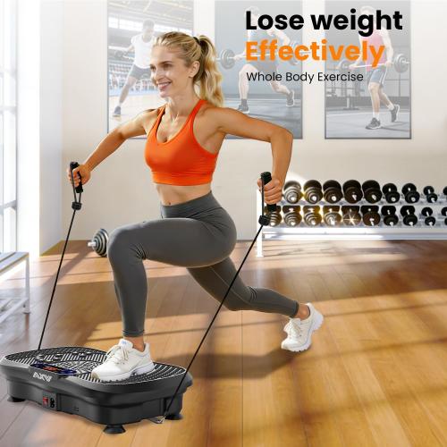 Vibration Plate Fitness Platform Exercise Machine Body Vibrating Board | Curved Design Powerful 200W Bluetooth Oscillating Shake Plate for Lymphatic Drainage Recovery Whole Body Toning With Handles