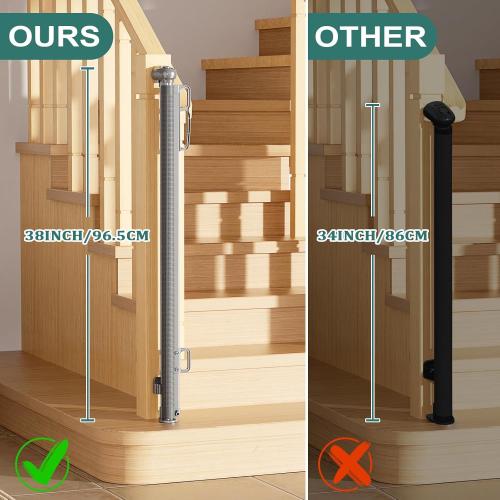 Babepai Retractable Baby Gates Extra Wide | 55 Wide x 38 Tall Dog Gates for Stairs | Indoor/Outdoor Use | Child Gates for Doorways, Deck, Porch, Hallways, Patio - Gray