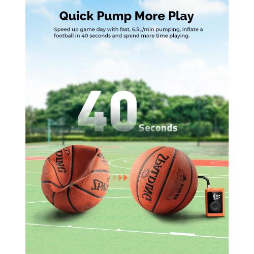 ETENWOLF P300 Plus Ball Pump, Electric Basketball Pump Inflation and Deflation, with 3200 mAh Rechargeable Battery, Air Pump for All Sports Balls