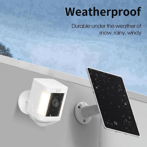 Ring Camera Solar Panel Charger, Compatible with Ri ng Stick Up Cam, Ri ng Stick Up Cam Pro, Ri ng Spotlight Cam Plus/Pro, TypeC and Ring Barrel DC Plug, 6W5V (1Pack)