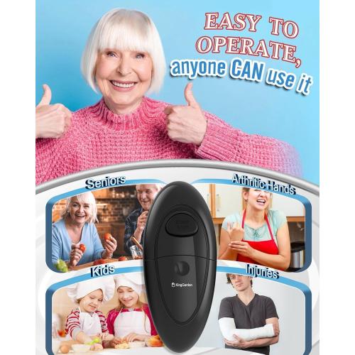 Electric Can Opener, Battery Operated Automatic Side Cut with Smooth Edge, One Touch Hands Free Safety Opener for Seniors, Arthritis and Weak Hands