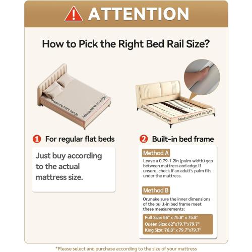 3 Piece Bed Rails for Queen Bed, No-Drill Needed Baby Bed Rail Guard | Thickened Bed Bails for Toddlers, Child Safety Side Railing Guards, Height Adjustable Bedrail for Kids, 60x78.7x78.7in