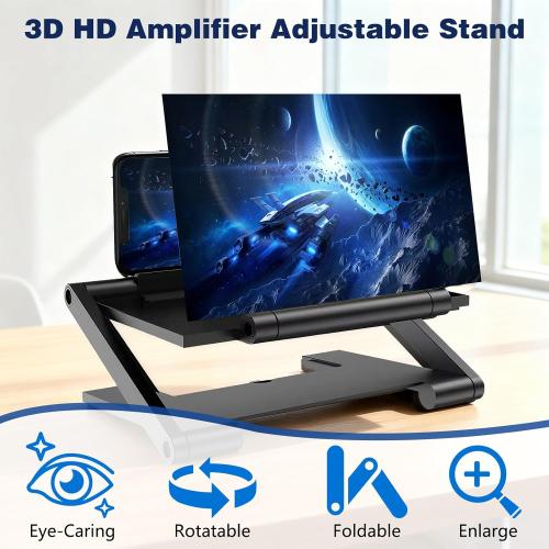 Mobile Phone Magnifier Screen,2026 New 3D HD Mobile Phone Magnifier Projector Screen Portable Foldable Phones Screen Amplifier Screens Enlarger for Movies Videos,Supports All Smartphones
