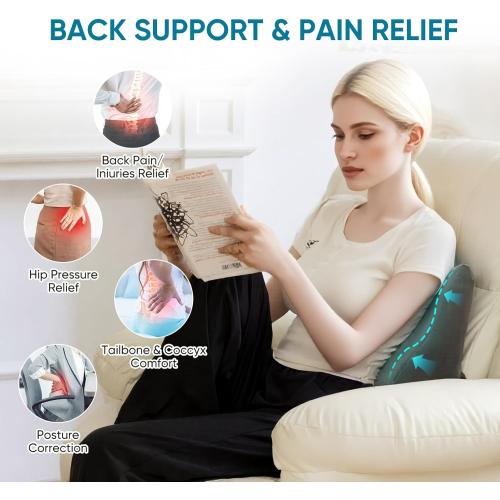 lumbar Support Pillow for Recliner Chair and Couch, Memory Foam Back Cushion Ergonomic Back Support Pillow for Lower Back Pain Relief, with Soft Velvet