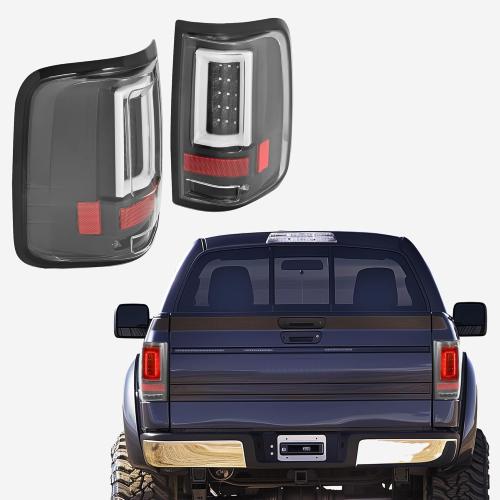 HECASA LED Tail Lights Compatible with 2004-2008 Ford F150 w/3D LED Tube Bar Replacement for 5L3Z13405CA 5L3Z13404CA 6L3Z13405AA 6L3Z13404AA Rear Brake Lamps Clear Lens Black Housing