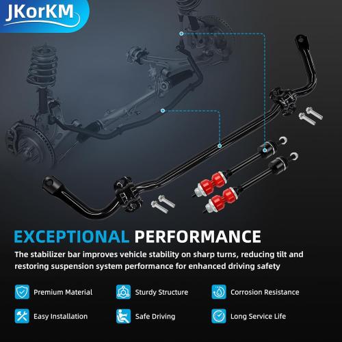 (Bar only) 55398938AC Front Suspension Stabilizer Bar & K80894 Front Sway Bar Link Kit with Bushing Kit Fit For 2009-2010 Dodge Ram 1500,2011-2018 Ram 1500,2019-2022 Ram 1500 Classic 4WD # 55398938AB