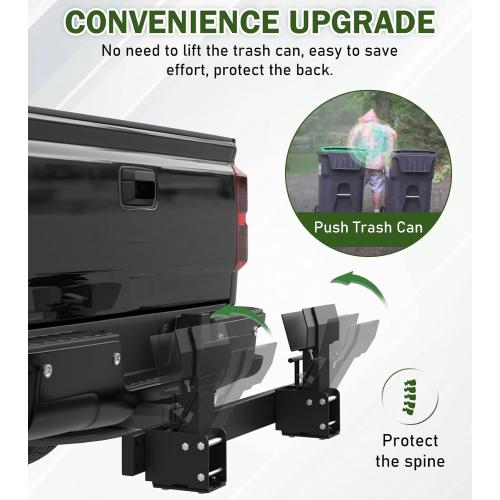 Black ELITEWILL Dual Trash Can Hauler Allowing Backing-up High-Loading Garbage Can Towing Hitch Carrier Fit for Vehicle/Cars/Trucks/Golf Carts/ATV/UTV with 2 Hitch Receiver