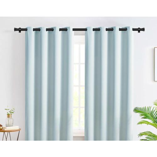 TONIAL Curtain Rod 32 to 58 Inch(2.6-4.8ft), Telescoping Splicing 3/4 Drapery Rods for Windows 20 to 53 Inch(1.7-4.4ft), Decorative Single Rod with Small Cap Finial, Black
