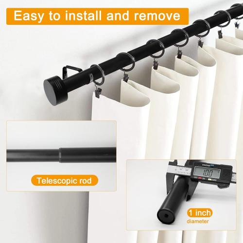 Black Curtain Rods 18 to 45 inches,1 Inch Modern Metal Drapery Rods,Adjustable Heavy Duty Curtain Pole Suitable for Bedrooms and Living Rooms(18-45Black)