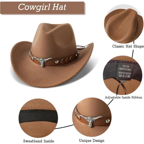 Cowgirl Outfits Costume for Girls 6 Pcs Kids Western Outfit Cowboy Hat Tassel Fringe Vest Earring for Halloween Party